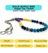 Sertifikalı Balık Burcu 8mm 33lük Doğal Taş Tesbih