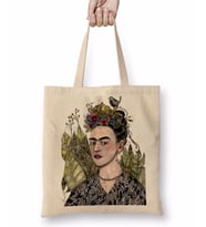 Frida Kahlo 01 Bez Çanta Uzun Saplı