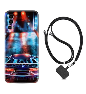 General Mobile Gm 23 Kılıf Silikon Boyun Askılı İpli Desenli Silikon Neon Cars 1724