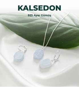 Luxtone Sertifikalı Kalsedon Set 925 Ayar Gümüş Kolye Küpe Kadın Takı LX1740ST