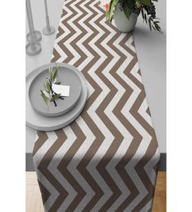 Kahverengi Zigzag Desenli Premium Masa Örtüsü Runner RNR138