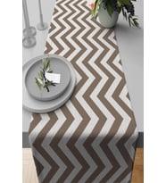 Kahverengi Zigzag Desenli Premium Masa Örtüsü Runner RNR138