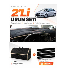e-biz FORD FOCUS 2.5 SEDAN KAPAKLI (2008-2011) Uyumlu Torpido + Deri Çanta - Siyah-Bej - FO011
