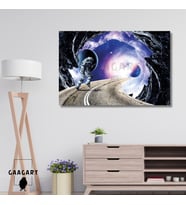 Tekli Yatay Kanvas Duvar Tablosu Uzay Koşan Astronot