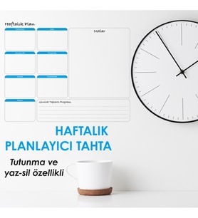 Haftalık Planlayıcı Takvim Çizelgesi Kağıt Tahta ve Doldurulabilir Silgili  Tahta Kalemi Hediyeli