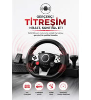 270° Titreşimli Yarış Direksiyon Seti – Pedal, Vites Kolu ve El Frenli Sürüş Simülatörü
