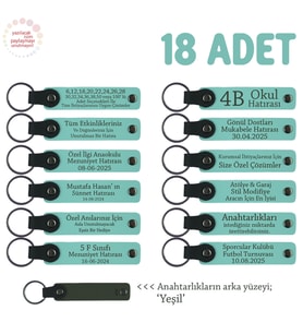 Yeni Mağaza Açılışında Müşterilere Hediye, 18'li Set, Markalı Deri Anahtarlık, Turkuaz & Yeşil