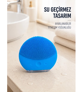 Titreşimli Silikon Yüz Temizleme Cihazı Mavi Şarjlı Cilt Bakım Fırçası