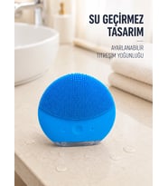 Titreşimli Silikon Yüz Temizleme Cihazı Mavi Şarjlı Cilt Bakım Fırçası
