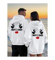 But I Do! Sevgili Kombini Hoodie – Unisex Oversize Kapüşonlu Sweatshirt 2’li Set (Beyaz)