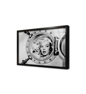 Siyah Beyaz Marilyn Monroe Çerçeveli Cam Tablo
