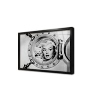 Siyah Beyaz Marilyn Monroe Çerçeveli Cam Tablo