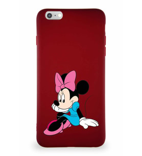 Apple iPhone 6S Plus Soft Premier Kapak Minnie Mouse-E Tasarımlı Silikon Kılıf - Mürdüm (Şeffaf)