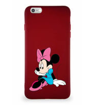 Apple iPhone 6S Plus Soft Premier Kapak Minnie Mouse-E Tasarımlı Silikon Kılıf - Mürdüm (Şeffaf)