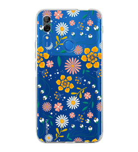 Huawei P Smart z Uyumlu Kamera korumalı Kapak Çiçek Tasarımlı Şeffaf Kılıf