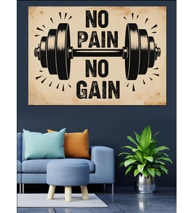 Dambıllı No Pain No Gain Dekoratif Kanvas - Mdf Ahşap Tablo