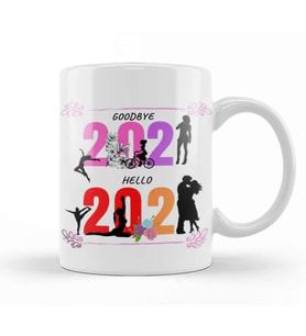 love girl yoga Goodbye 2021 Hello 2022 for   Kupa Bardak Porselen