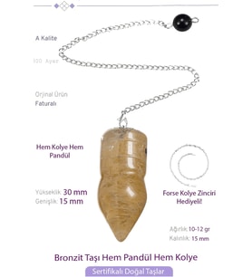 Sertifikalı Bronzit Taşı Pandül Sarkaç Hem Pandül - Hem Kolye (Çok Renkli)