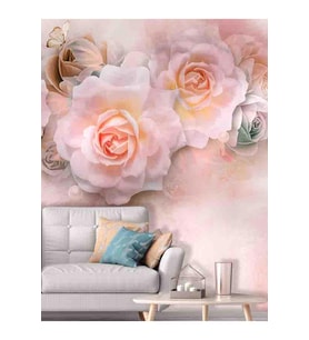 Dreamwall 3 Boyutlu Çiçekler Desenli Silinebilir Sağlıklı Tekstil Duvar Kağıdı (Çok Renkli)