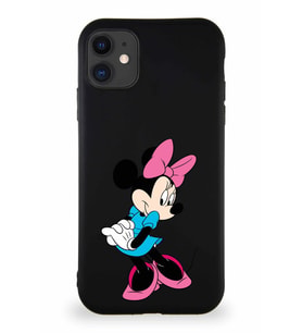 Apple iPhone 11 Soft Premier Kapak Minnie Mouse-F Tasarımlı Silikon Kılıf - Siyah (Şeffaf)