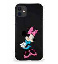 Apple iPhone 11 Soft Premier Kapak Minnie Mouse-F Tasarımlı Silikon Kılıf - Siyah (Şeffaf)