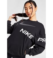 Nike Dri-Fit French Terry Graphic Running Womens Sweatshirt Kadın Cepli Bol Kesim Koşu Sweatshirt Siyah