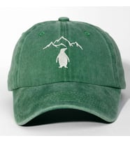 Kişiye Özel Nakışlı Eskitme Şapka Nihilist Penguen (Yeşil)