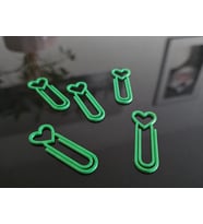 3D Baskı Kalp Figürlü Ataç - 10lu Set - Yeşil