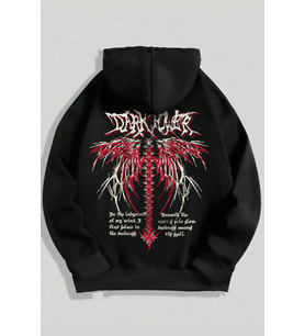 Dark Baskılı Oversize Sweatshirt (Siyah)