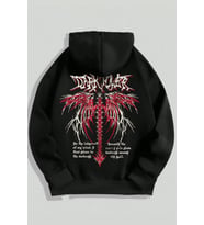 Dark Baskılı Oversize Sweatshirt (Siyah)