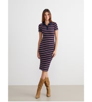LCW Vision Karışık Gömlek Yaka Çizgili Bodycon Elbise