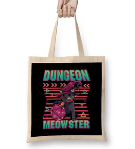 Dungeon Meowster Cute & Funny Gaming Bez Çanta Uzun Saplı