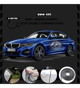 Bmw G20 Oto Araç Kapı Koruma Fitili 5metre Parlak Siyah Renk