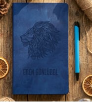 Kişiye Özel Aslan Baskılı Defter Doğum Günü Hediyesi (Mavi)
