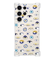 PrintiFy Samsung Galaxy S23 Ultra Uyumlu Nazar Boncuğu 2 Baskılı Şeffaf Köşe Korumalı Antişok Kılıf