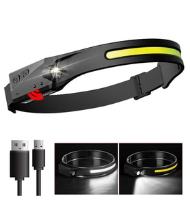 5 Aydınlatma Modlu COB LED Sensörlü USB Şarj Edilebilir Dahili Pilli Kafa Lambası