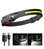 5 Aydınlatma Modlu COB LED Sensörlü USB Şarj Edilebilir Dahili Pilli Kafa Lambası