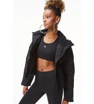 Nike Jordan Flight Oversize Women's Puffer Jacket Kadın Oversize Şişme Mont Siyah