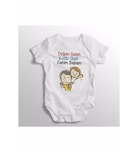 Doğum Günün Kutlu Olsun Canım Babam Baskılı Bebek Zıbını