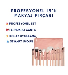 HZL Profesyonel Pembe 15'li Makyaj Fırçası Seti