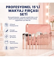HZL Profesyonel Pembe 15'li Makyaj Fırçası Seti