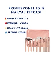 HZL Profesyonel Pembe 15'li Makyaj Fırçası Seti