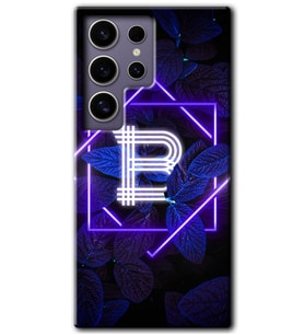 Galaxy S24 Ultra Kılıf HD Desen Baskılı Kılıf - Dark Neon Yaprak B Harfi