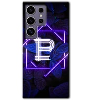 Galaxy S24 Ultra Kılıf HD Desen Baskılı Kılıf - Dark Neon Yaprak B Harfi