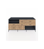 Kronos Konsol 4 Raflı 5 Çekmeceli 3 Kapaklı 220x59x99 Antrasit-Çam/Çam