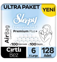Sleepy Bio Natural Premium Plus Airbag Comfort Ultra Paket Bebek Bezi 6 Numara Xlarge 128 Adet