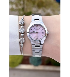 Casio  CSISTE91 Kadranı Pembe Kordonu Gümüş Renk Hediye Paketli Kadın Kol Saati ve Bileklik