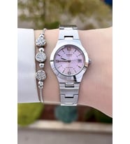 Casio  CSISTE91 Kadranı Pembe Kordonu Gümüş Renk Hediye Paketli Kadın Kol Saati ve Bileklik