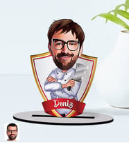 BK Gift Kişiye Özel İsimli Erkek Kasap Karikatürlü Ahşap Biblo Model-1
