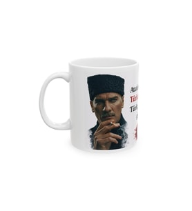 Atatürk ve "Türk Olmak Şeref" Sözlü Türk Temalı Porselen Kupa KF14042622